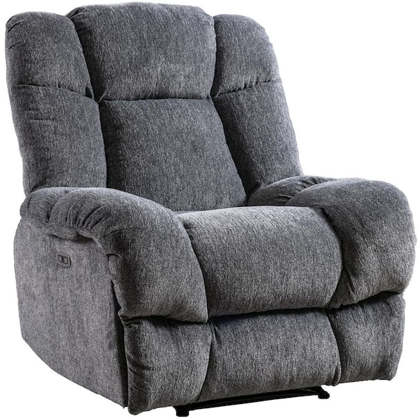 dreamlify Gray Electric Recliner Chair with USB Port, Overstuffed Reclining Sofa Recliner with Upholstered Seat for Living Room