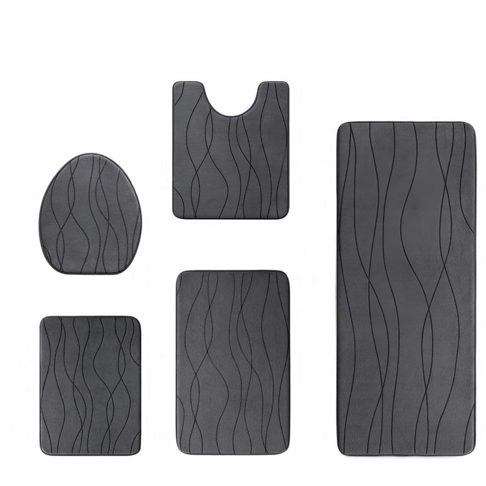 Memory Foam 5 Piece Bathroom Rug Set in Dark Grey, 20 in. x 46 in. Ultra Absorbent Non Slip Bath Mats for Bathroom price history on PriceWatchPro