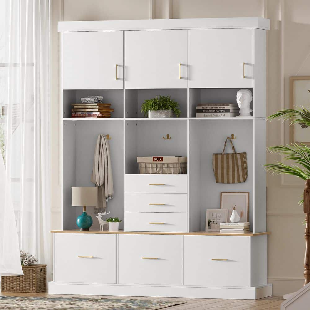 Harper & Bright Designs White 5-in-1 Modern Entryway Hall Tree