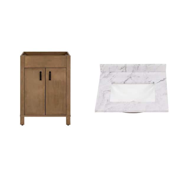 Winsome 24 in. Sand Bath Vanity Cabinet and 25 in. x 22 in. White Rectangular Sink Top Combo