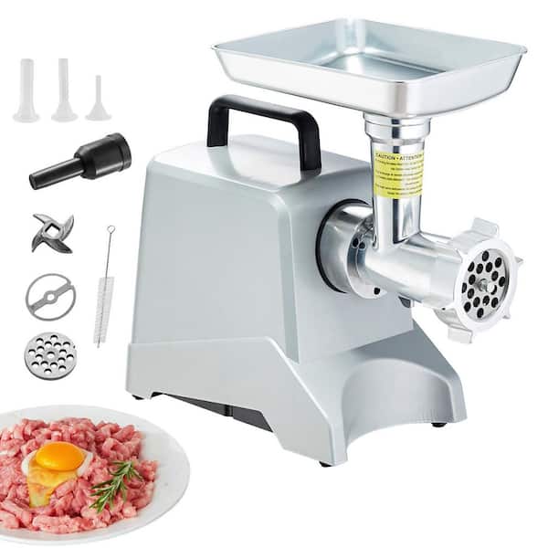 Electric Meat Grinder, 5 Lb. /Min, 575W (800W Max), Industrial Mincer with Blade, Aluminum, Commercial Use in Silver