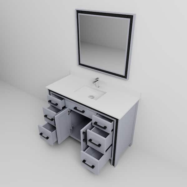 Lexora Ziva 48 in W x 22 in D Dark Grey Bath Vanity, Cultured