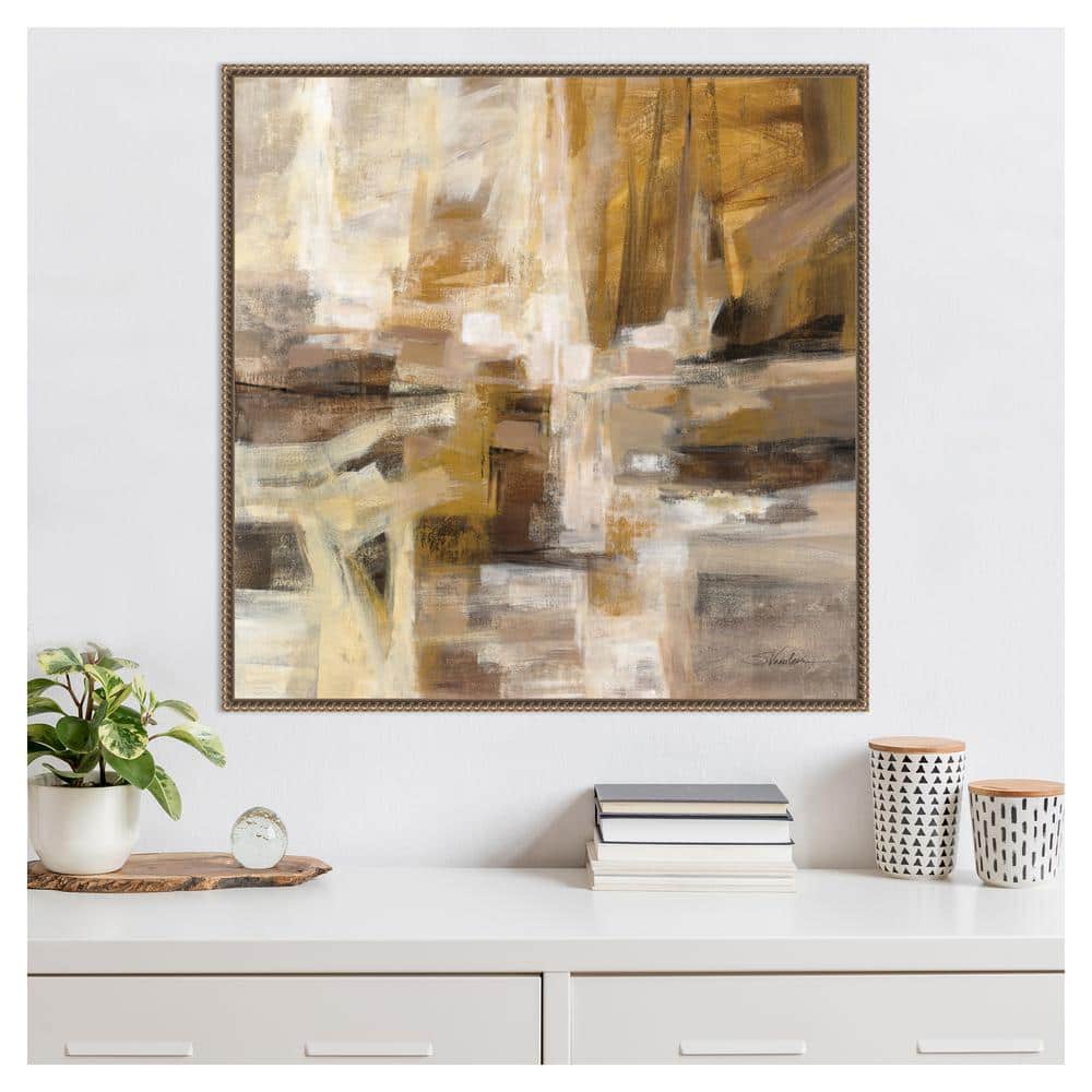 October Sunshine Abstract Canvas Print with Bronze Floater Frame