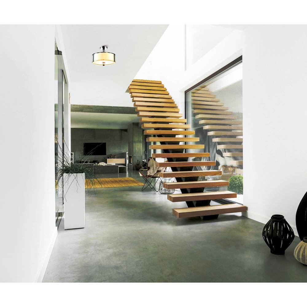 Lucie Chrome 17'' Drum Shade Chandelier with Frosted Glass