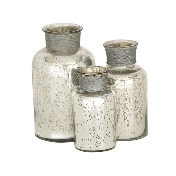 Litton Lane Silver Glass Glam Decorative Jar (Set of 3)