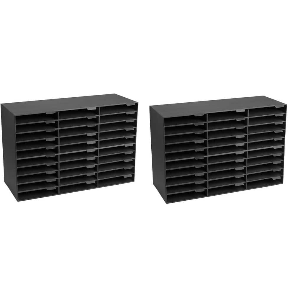 AdirOffice 15-Compartment Cardboard Literature File Organizer, White  (2-Pack) 501-15-WHI-2pk - The Home Depot