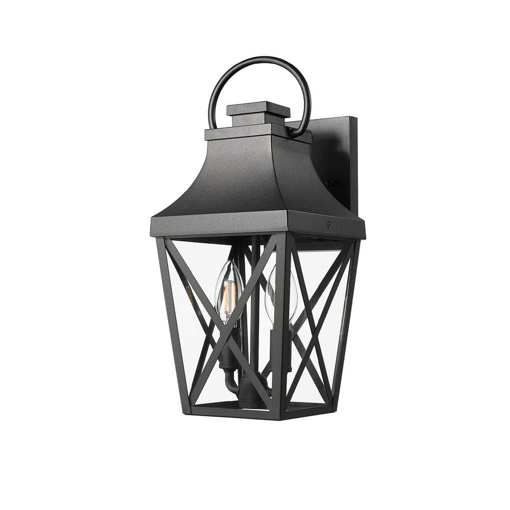 16 in. Black Outdoor Hardwired Wall Lantern Sconce with Clear Glass and No Bulbs Included price history on PriceWatchPro