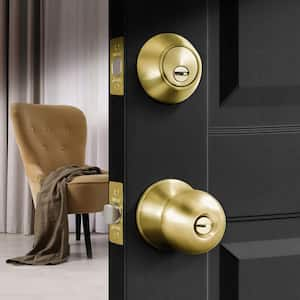 High Security Brass Combo Lock Set with Keyed-Alike Door Knob and Deadbolt