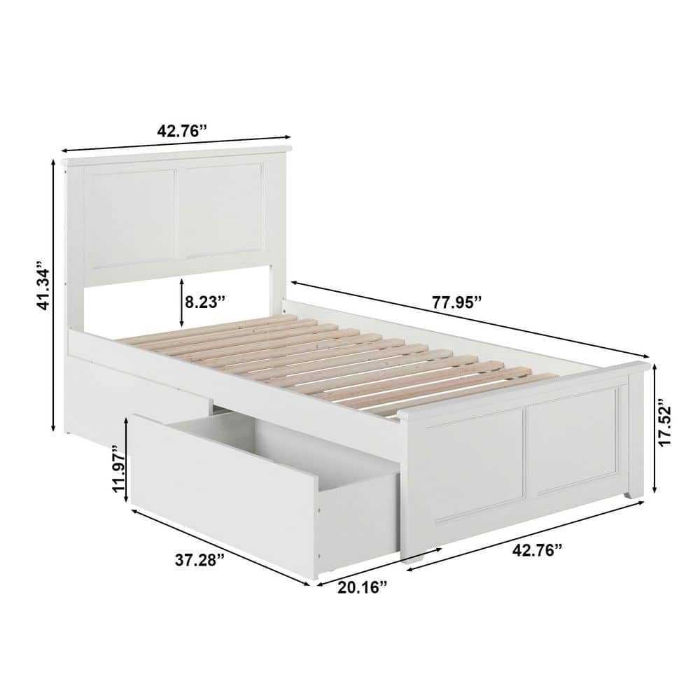 Madison White Solid Wood Frame Queen Platform Bed with Matching Footboard and Storage Drawers - thumbnail 10