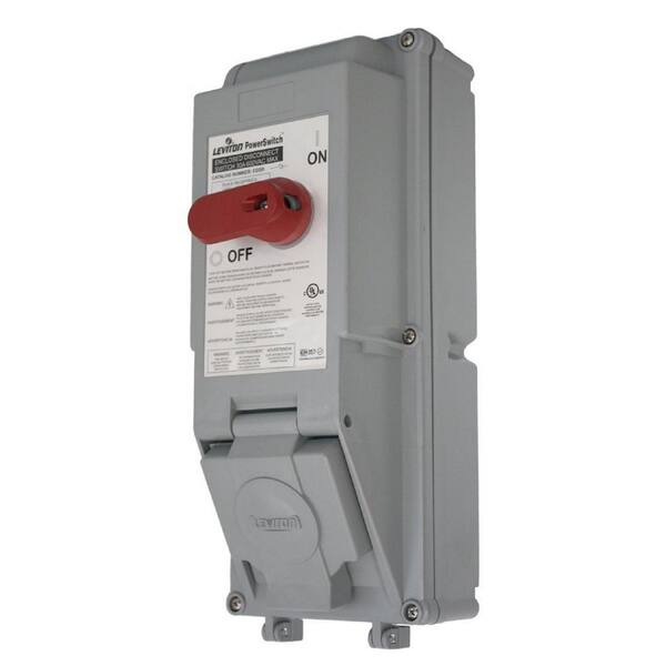 Leviton 30 Amp and 600-Volt Non-Fused PowerSwitch Safety Disconnect Switch, Rated IP54 and IP66 in Gray