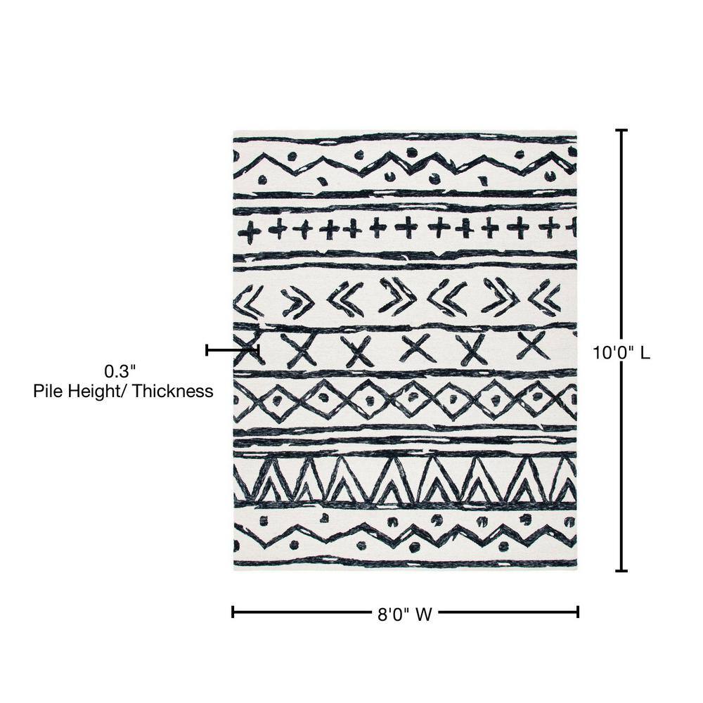 Black Hand-Tufted Wool 8' x 10' Rectangular Area Rug