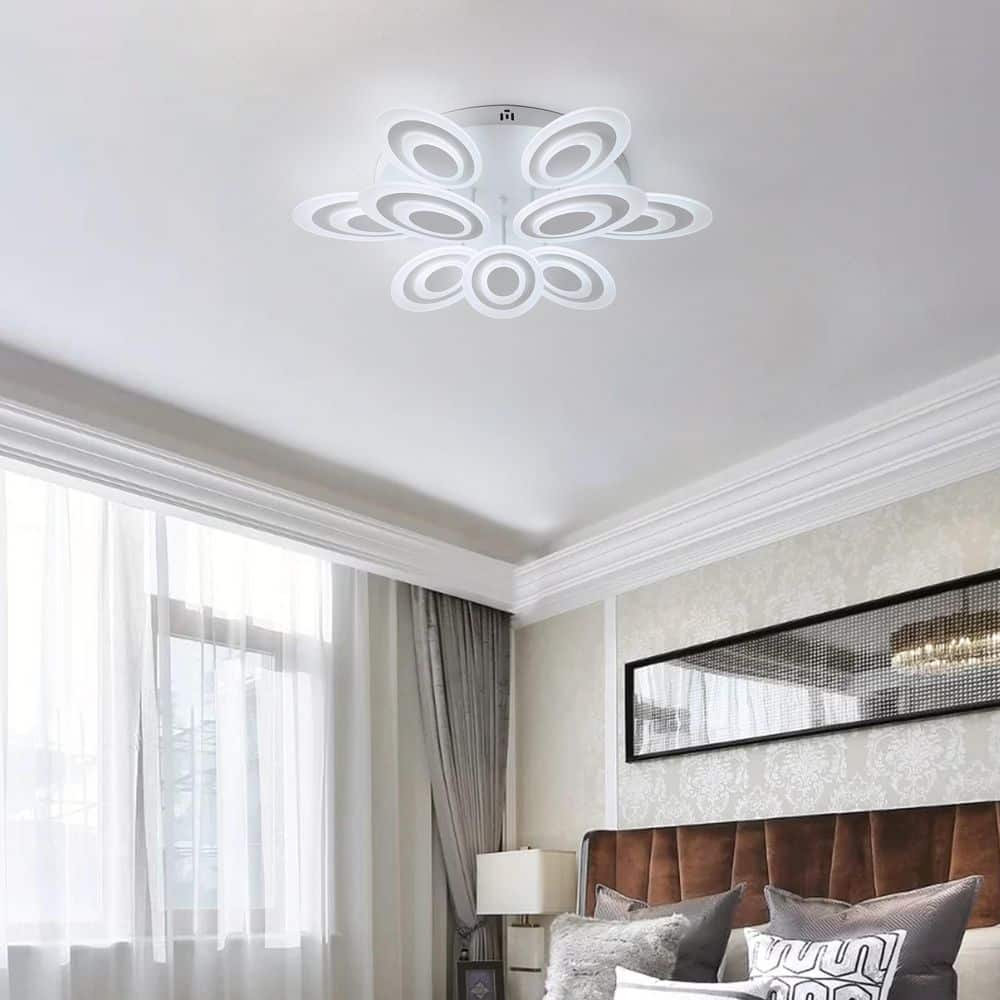 29.13 in. Rectangle Matte White Flower Shape Acrylic Semi Flush Mount Ceiling Light for Bedroom price history on PriceWatchPro
