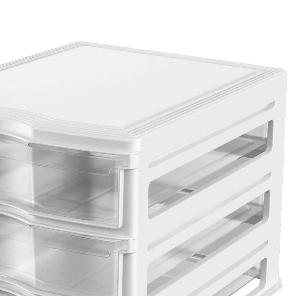 White 3 Drawer Stackable Plastic Storage Organizer