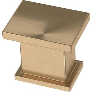 Layered 15/16 in. (24 mm) Champagne Bronze Square Cabinet Knob (5-Pack)