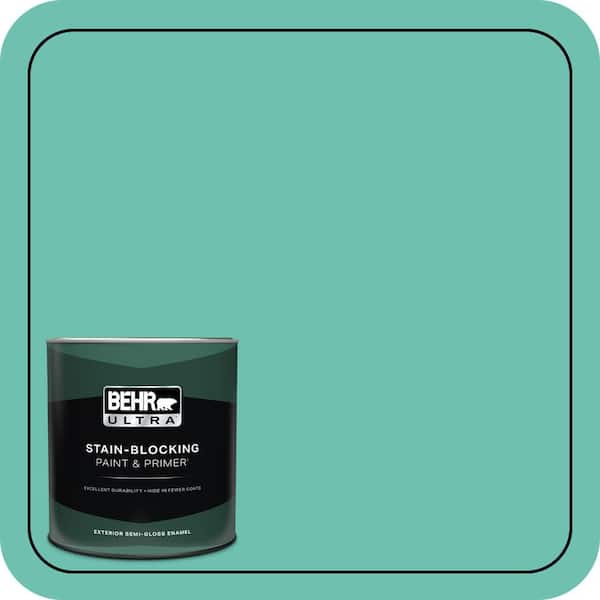 BEHR ULTRA 1 qt. #P440-4 March Aquamarine Semi-Gloss Enamel Exterior Paint & Primer