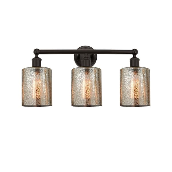 Cobbleskill 23 in. Oil Rubbed Bronze, Mercury Vanity Light with Bronze Glass Shade