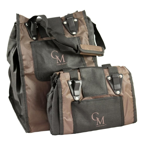 CarryMore Reusable Sturdy Shopping Tote/Bag in Brown with Black Trimming (2-Pack)
