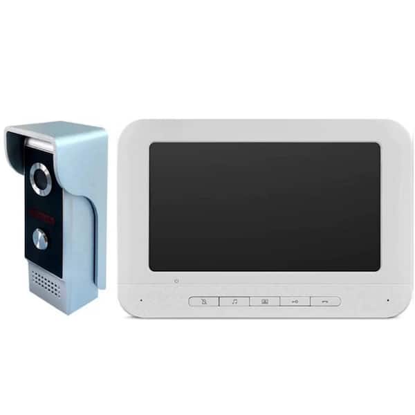Etokfoks 7 in. Monitor Wired Video Door Phone Doorbell Kit Indoor Outdoor IR Camera Door Intercom, Support Unlock, Monitoring