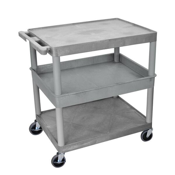 Luxor TC 32 in. 3 Shelf Utility Cart, Gray