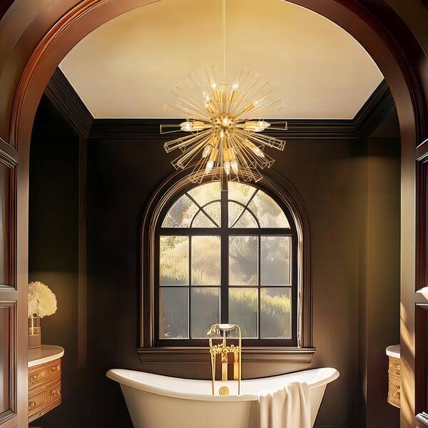 RRTYO Ellis 23.6 in.W 18-Light Gold Modern Sputnik Cluster