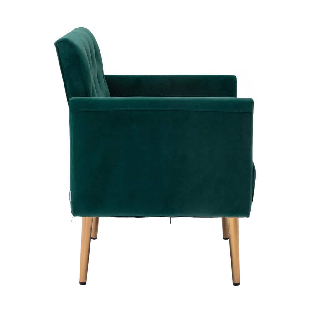 Green Velvet Accent Chair with Metal Legs