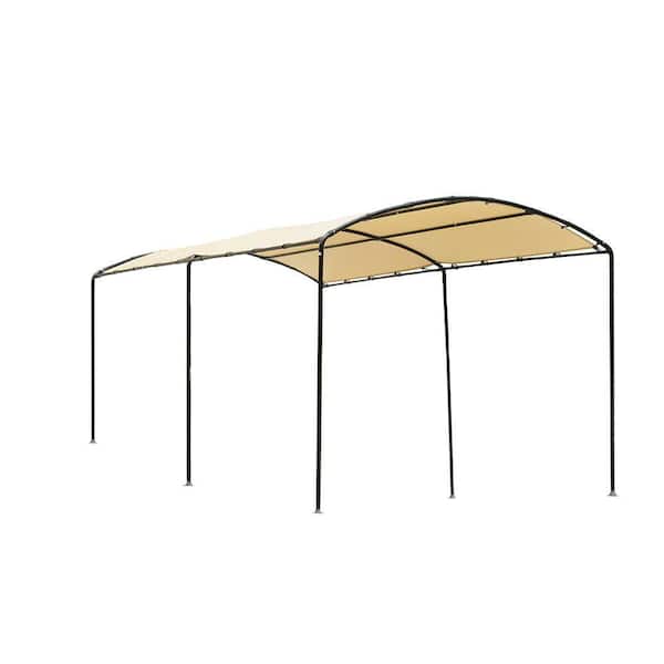 ShelterLogic 9 ft. W x 16 ft. D Monarc Stylish Arch Canopy with 1-2/8 in. Black Steel Frame and 100% Waterproof Sandstone Cover