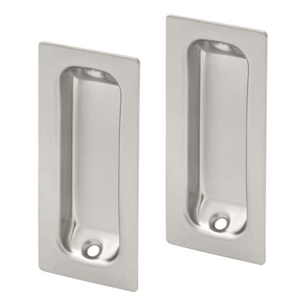 3-1/4 in., Solid Brass with Satin Nickel Finish, Rectangular Finger Pull (2-pack)