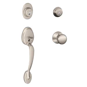 Plymouth Satin Nickel Double Cylinder Deadbolt with Plymouth Knob Door Handleset