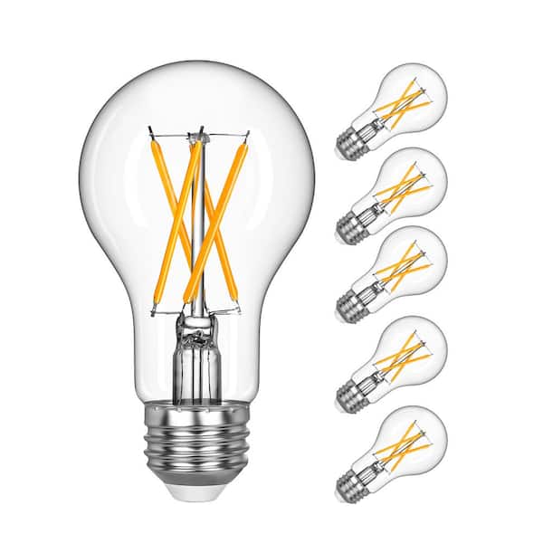 EDISHINE 60-Watt Equivalent A19 Dimmable 10% to 100% Edison LED Light Bulb 2700K Warm White (6-Pack)
