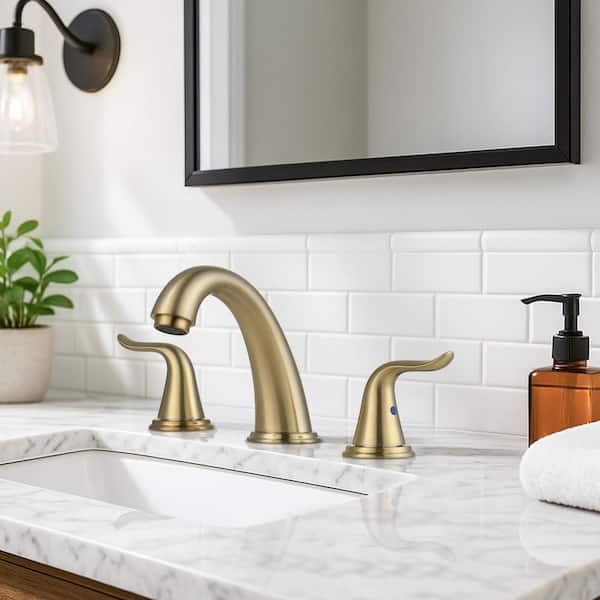 8 in. Widespread Double Handle Bathroom Sink Faucet in Gold