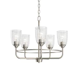 Carlo 23 in. 5-Light Brushed Nickel Transitional Circle Kitchen Chandelier