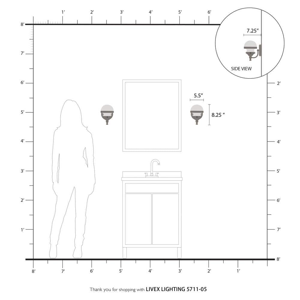 Sleek Industrial Polished Chrome 1-Light Bath Vanity with Hand Blown Opal Glass