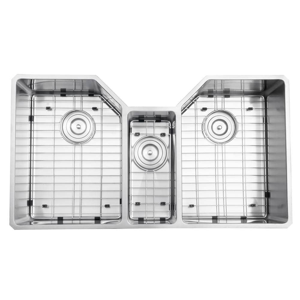 Ruvati 35" Triple Bowl Satin Stainless Steel Undermount Kitchen Sink