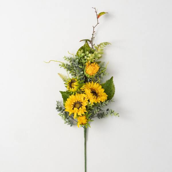 Large Silk White Sunflowers Artificial Flowers 26 Long Stem Yellow Cream