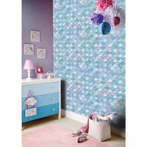 Mermazing Scales Paper Non-Pasted Wallpaper Roll (Covers 57 Sq. Ft.)