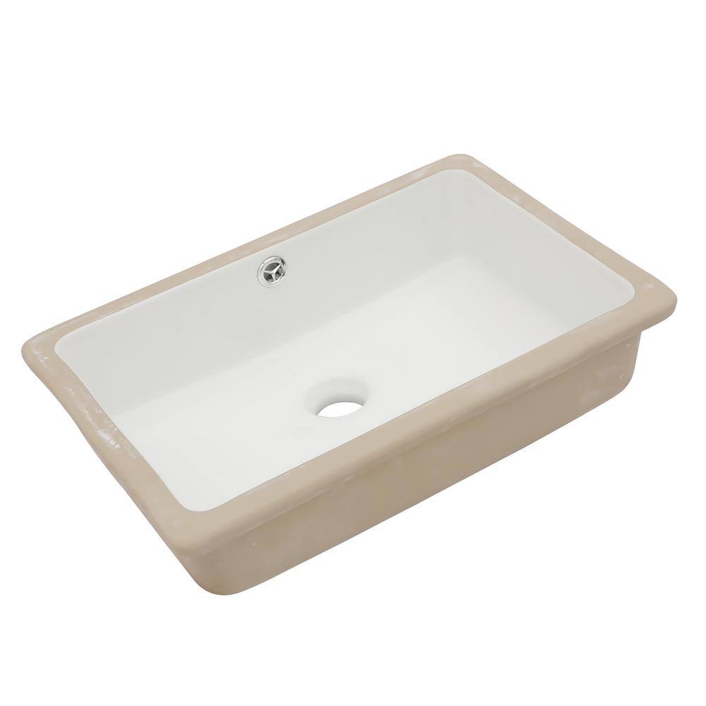 18 in. Undermount Rectangular Bathroom Sink Art Basin with Overflow in Whit