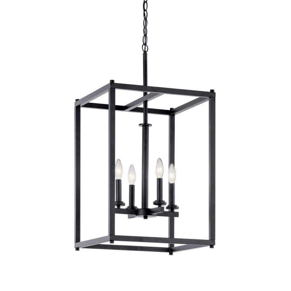 Crosby 16" Black Steel 4-Light Foyer Pendant
