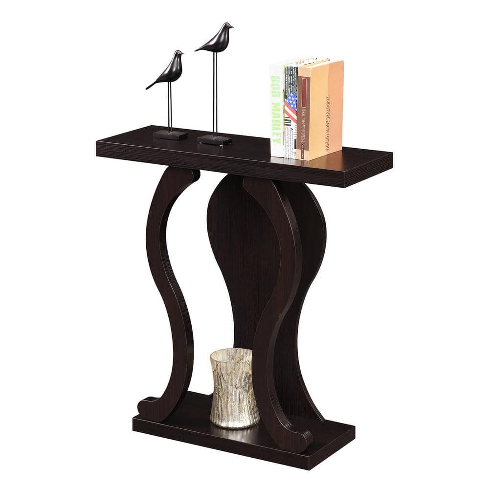 Newport Terry B Espresso Wood Console Table with Storage Shelf