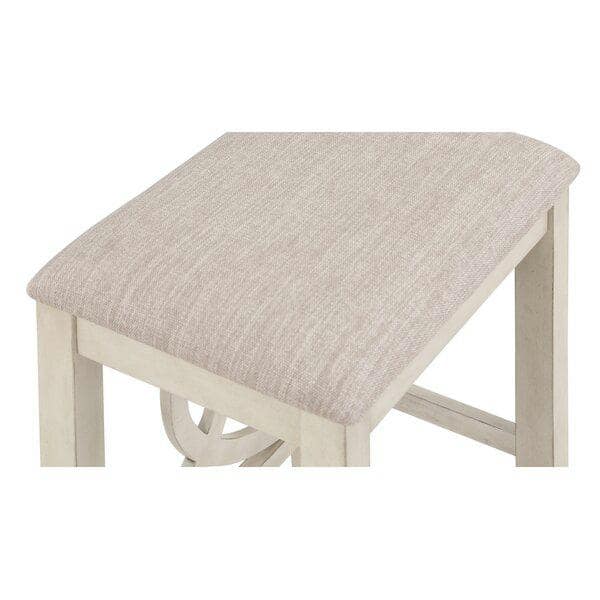 Bella 25" Gray Wood Counter Stool with Beige Fabric Seat