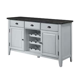 Lanton Server w/Marble Top In Marble and Antique White Finish