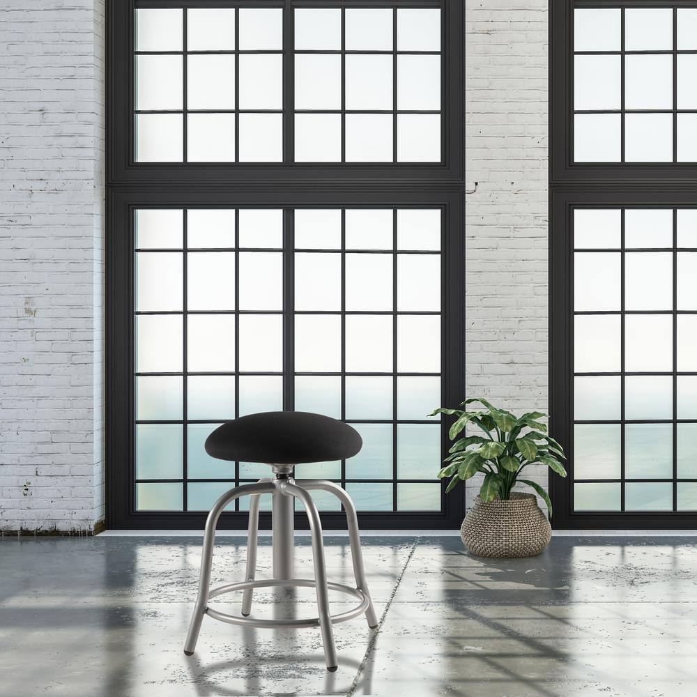 Adjustable Black Metal Swivel Stool with Footrest