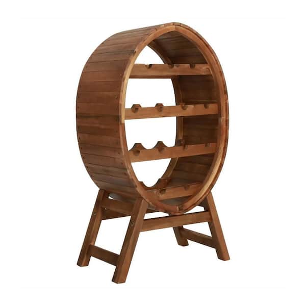 13-Bottle Brown Wood Floor Wine Rack