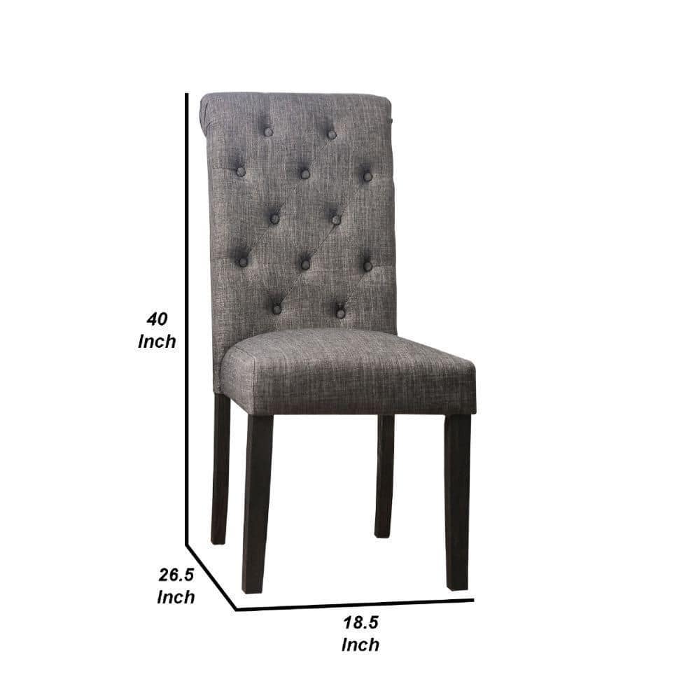 Elegant Gray Upholstered Dining Chair with Button-Tufted Back
