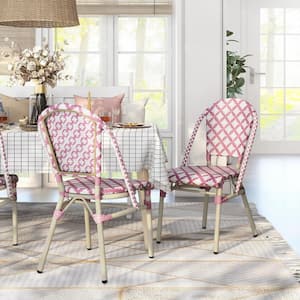 Sovera Pink and White Patterned Aluminum Outdoor Dining Chair (Set of 2)