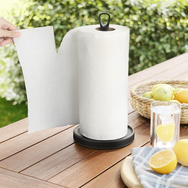 Home Basics Lattice Collection Cast Iron Paper Towel Holder, White 