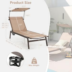 6-Position Recliner Lounge Outdoor Adjustable Reclining Chair Poolside