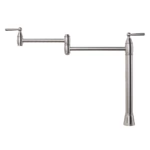 Deck Mounted Pot Filler with Double Handle in Brushed Nickle