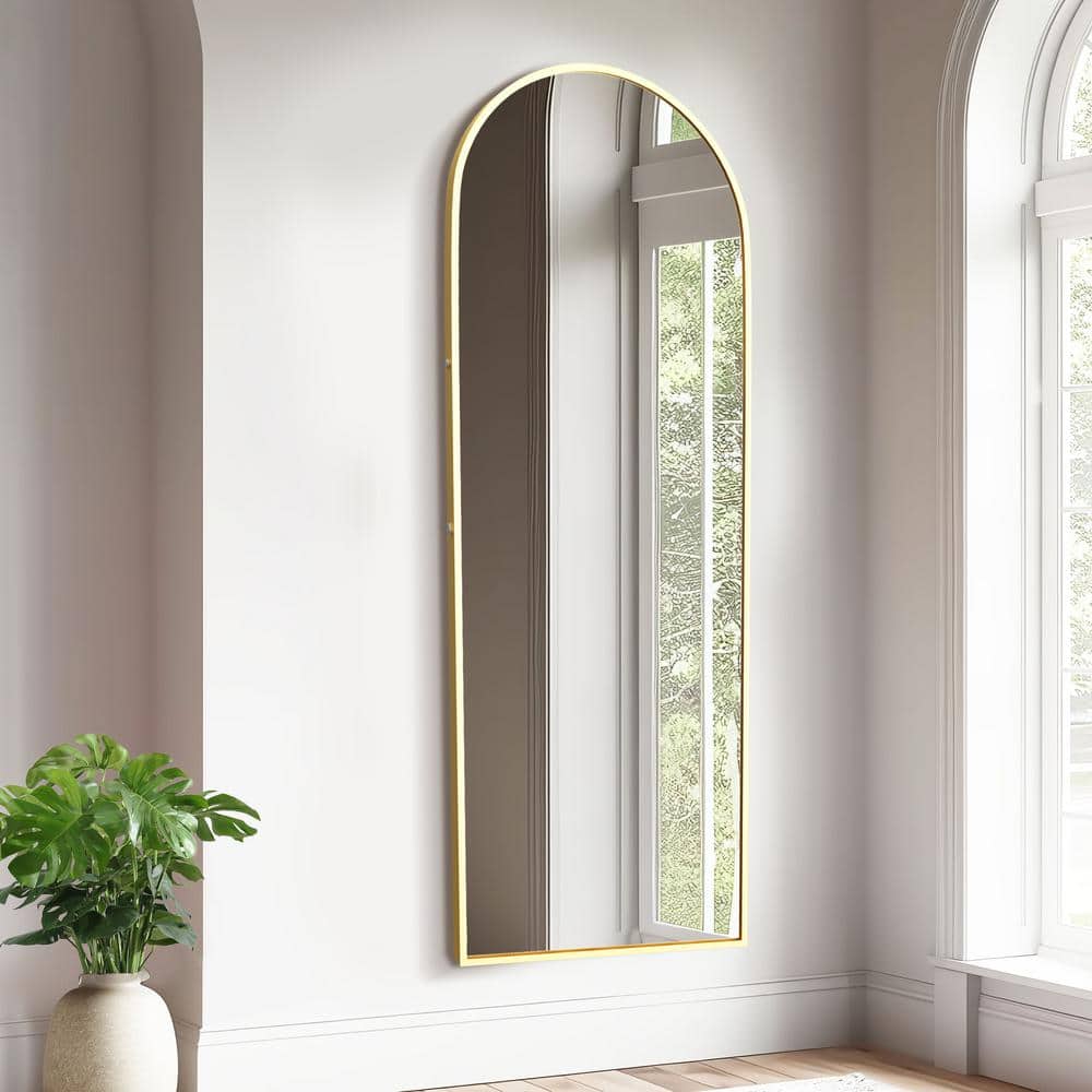 24 in. W. x 67 in. H Full Length Arched Free Standing Body Mirror, Metal Fr
