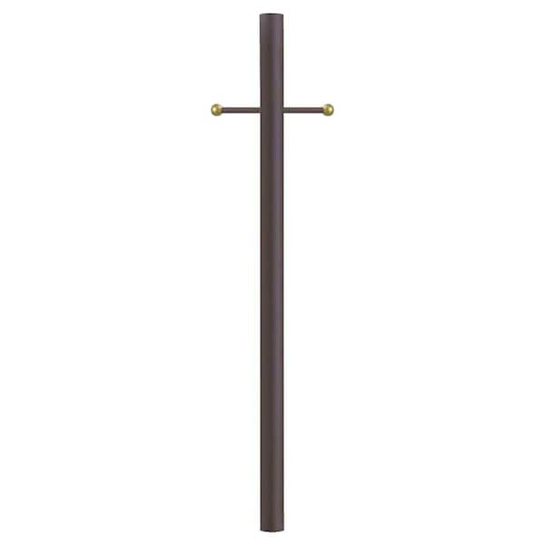 8 ft. Bronze Outdoor Direct Burial Aluminum Lamp Post with Cross Arm fits Most Standard 3 in. Post Top Fixtures