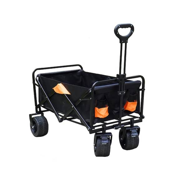 Unbranded Extra Large 330 lbs. Capacity 9 cu. ft. Steel Garden Cart with All-Terrain Wheels, Foldable Utility Outdoor Cart